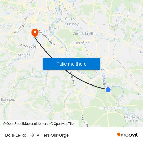 Bois-Le-Roi to Villiers-Sur-Orge map