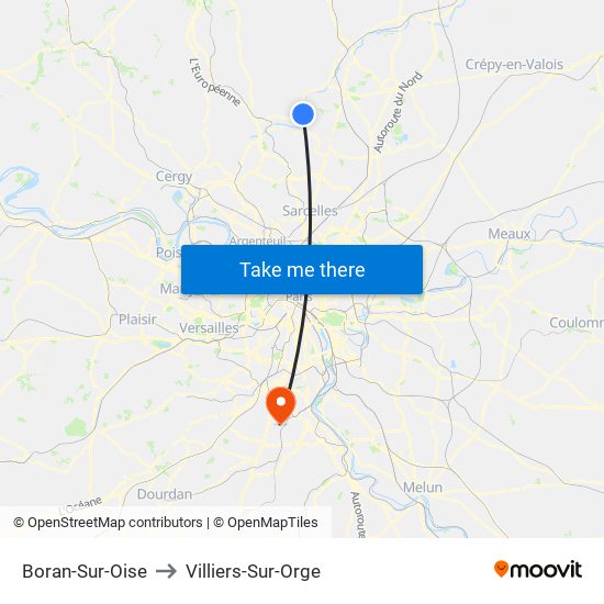 Boran-Sur-Oise to Villiers-Sur-Orge map