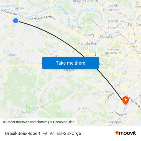 Breuil-Bois-Robert to Villiers-Sur-Orge map