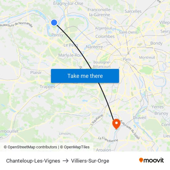 Chanteloup-Les-Vignes to Villiers-Sur-Orge map