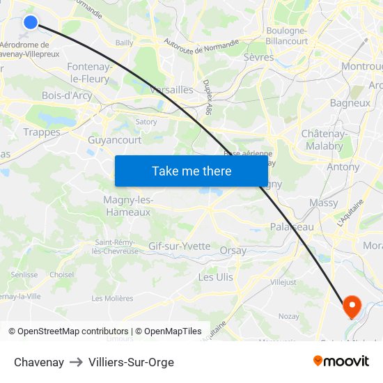 Chavenay to Villiers-Sur-Orge map