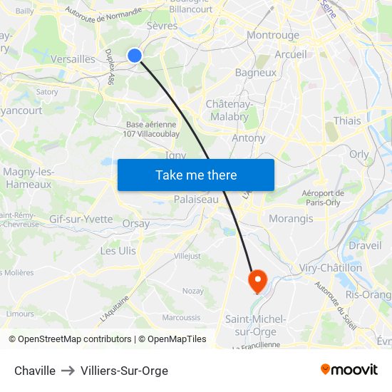 Chaville to Villiers-Sur-Orge map