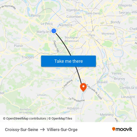 Croissy-Sur-Seine to Villiers-Sur-Orge map