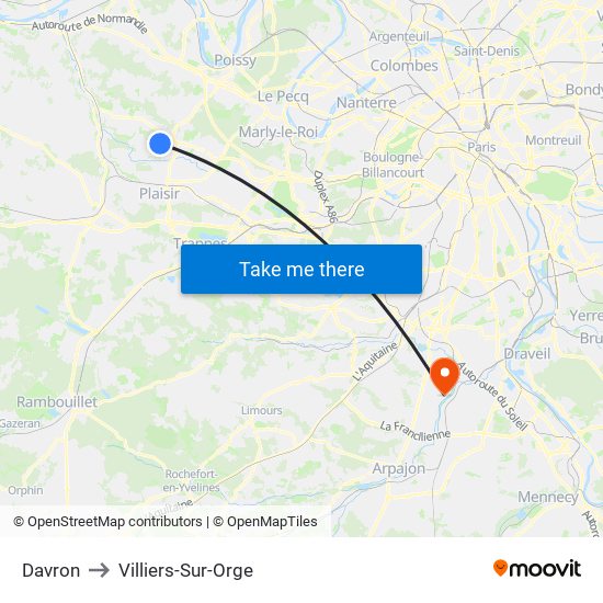 Davron to Villiers-Sur-Orge map