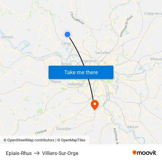Epiais-Rhus to Villiers-Sur-Orge map