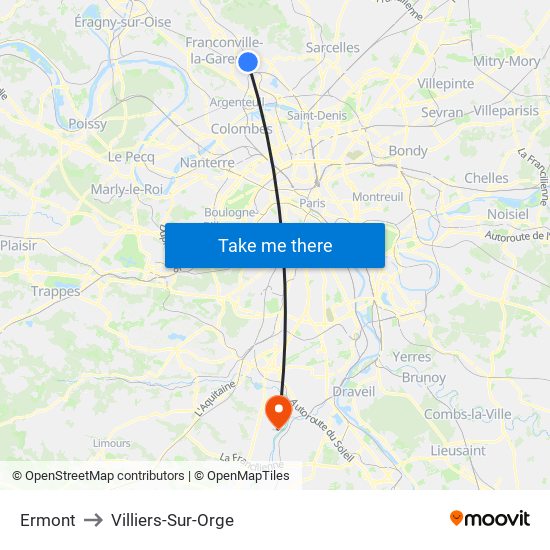 Ermont to Villiers-Sur-Orge map