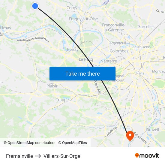 Fremainville to Villiers-Sur-Orge map