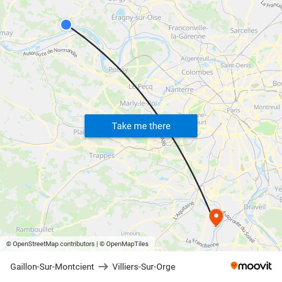Gaillon-Sur-Montcient to Villiers-Sur-Orge map
