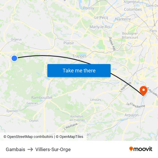 Gambais to Villiers-Sur-Orge map