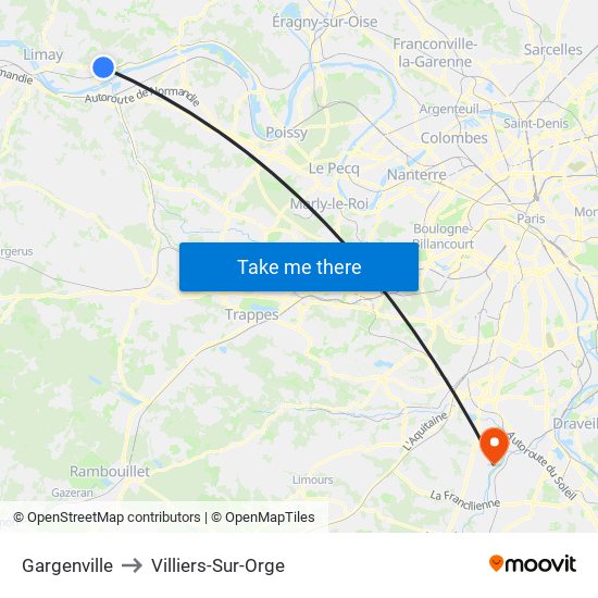 Gargenville to Villiers-Sur-Orge map