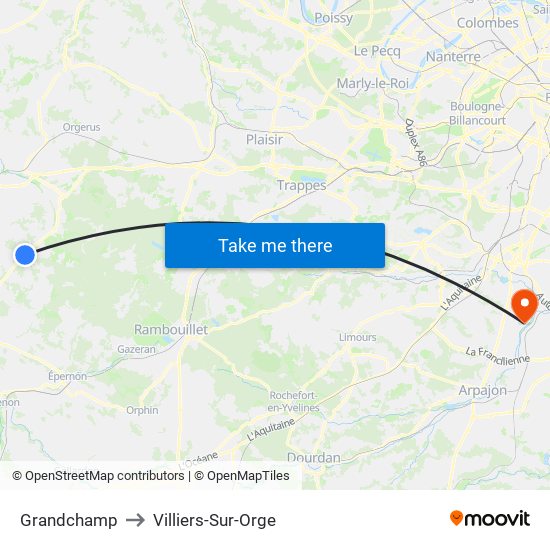 Grandchamp to Villiers-Sur-Orge map