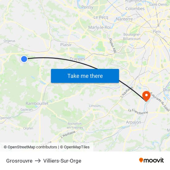 Grosrouvre to Villiers-Sur-Orge map