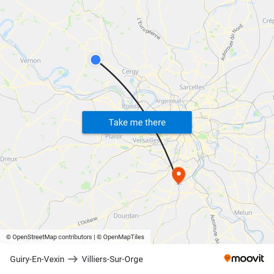 Guiry-En-Vexin to Villiers-Sur-Orge map