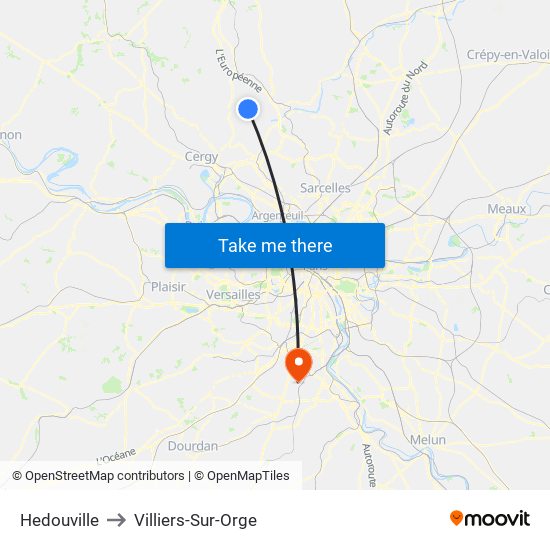 Hedouville to Villiers-Sur-Orge map