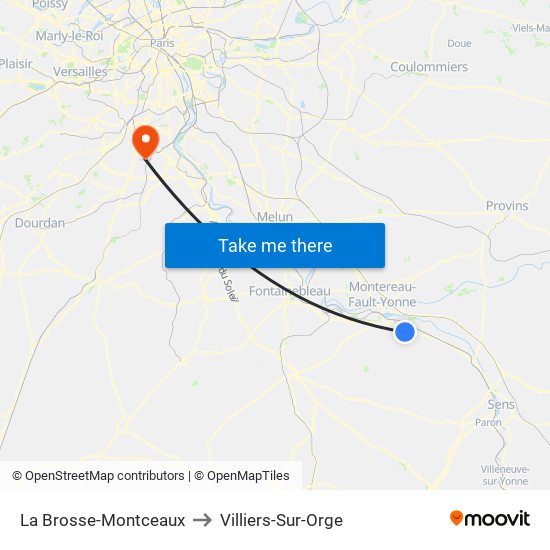 La Brosse-Montceaux to Villiers-Sur-Orge map