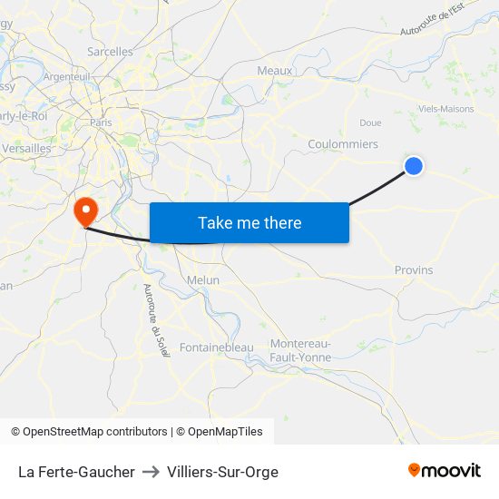 La Ferte-Gaucher to Villiers-Sur-Orge map