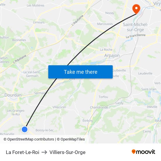 La Foret-Le-Roi to Villiers-Sur-Orge map