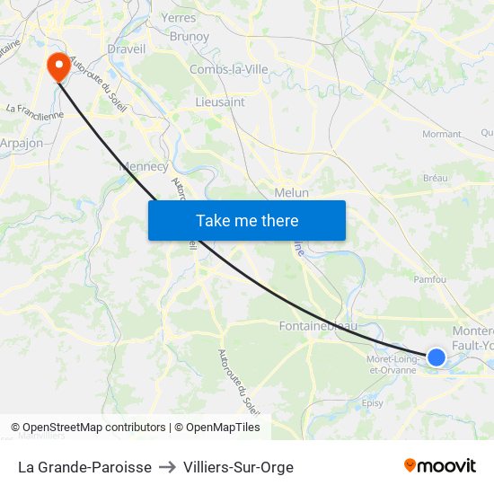 La Grande-Paroisse to Villiers-Sur-Orge map