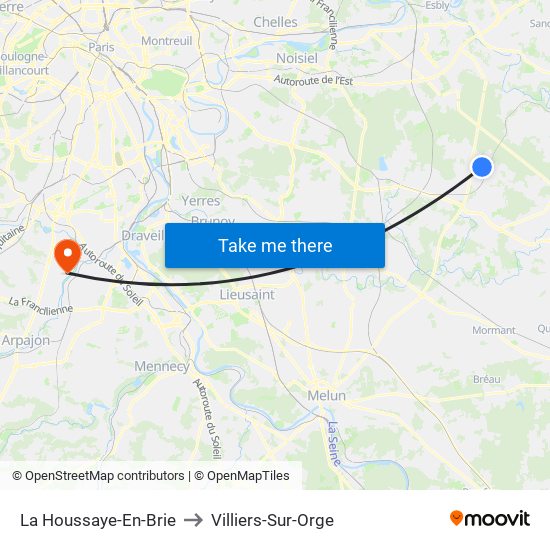 La Houssaye-En-Brie to Villiers-Sur-Orge map