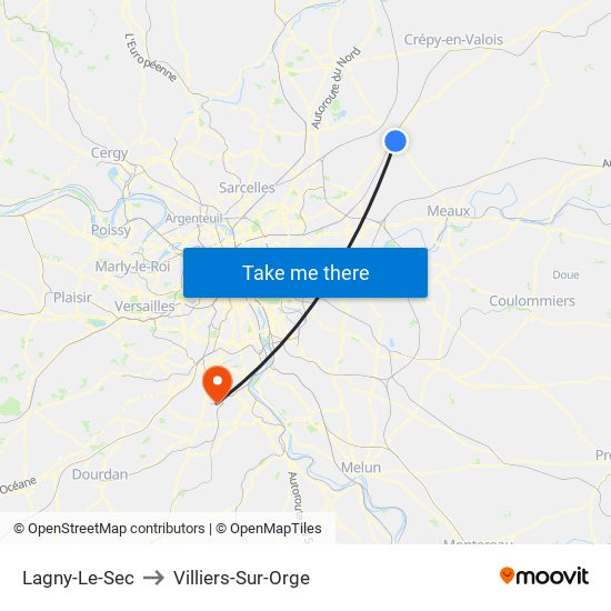Lagny-Le-Sec to Villiers-Sur-Orge map