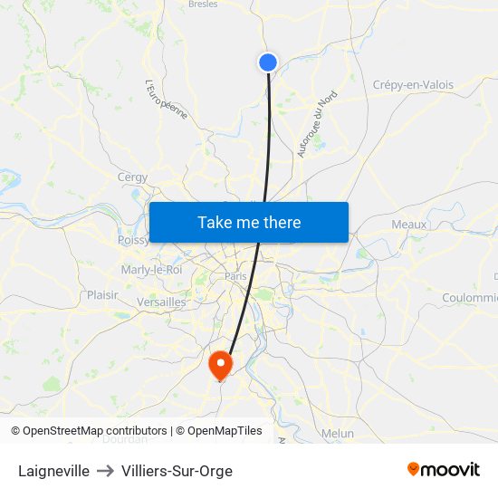 Laigneville to Villiers-Sur-Orge map