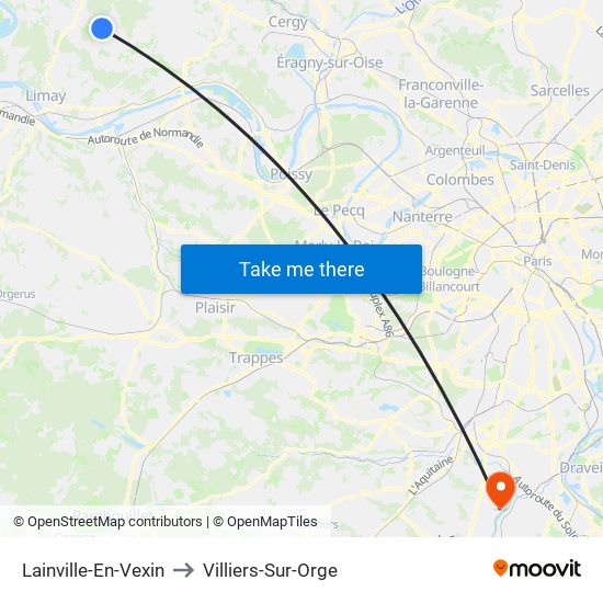 Lainville-En-Vexin to Villiers-Sur-Orge map