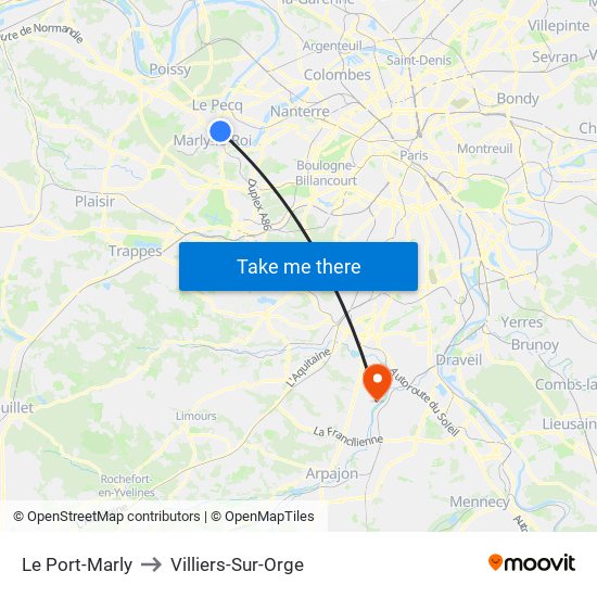 Le Port-Marly to Villiers-Sur-Orge map