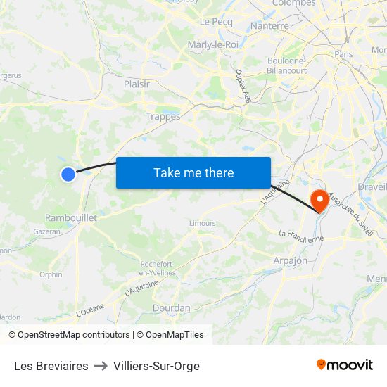 Les Breviaires to Villiers-Sur-Orge map