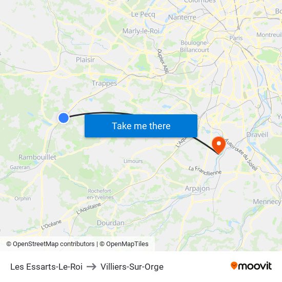 Les Essarts-Le-Roi to Villiers-Sur-Orge map