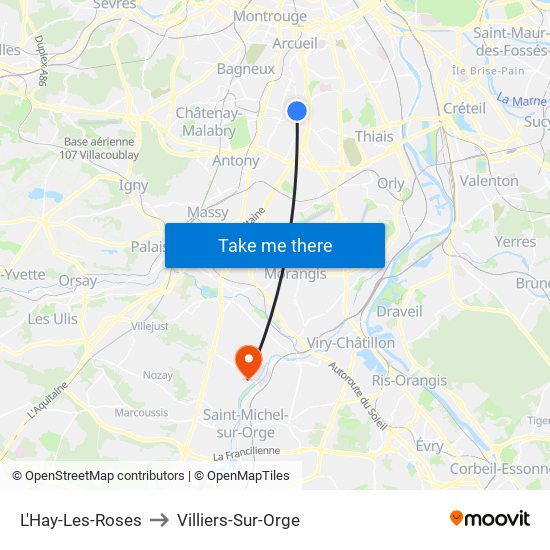 L'Hay-Les-Roses to Villiers-Sur-Orge map