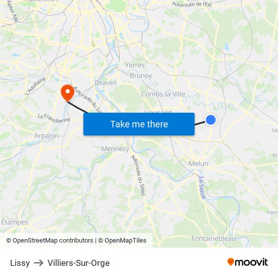 Lissy to Villiers-Sur-Orge map