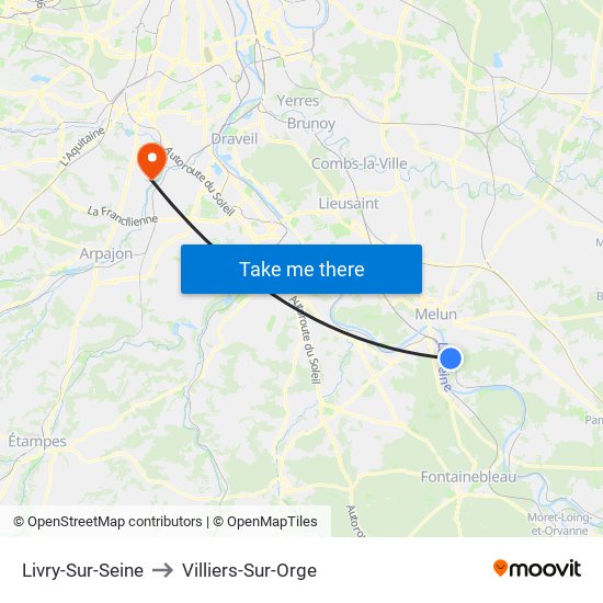 Livry-Sur-Seine to Villiers-Sur-Orge map