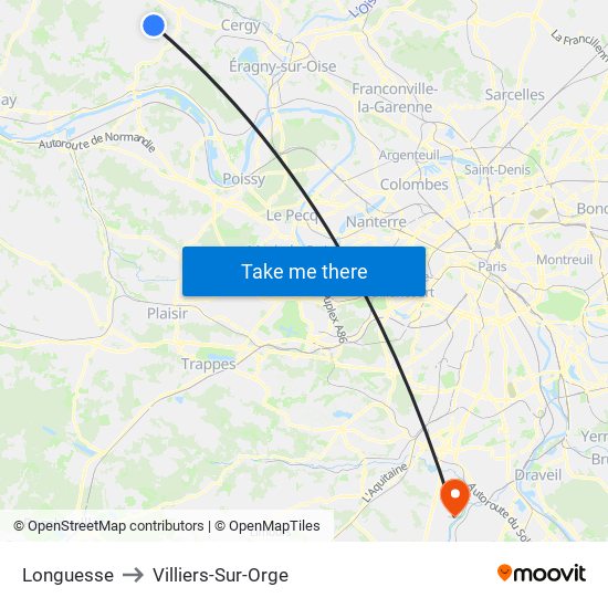Longuesse to Villiers-Sur-Orge map