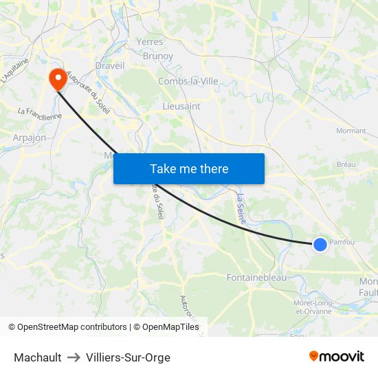 Machault to Villiers-Sur-Orge map