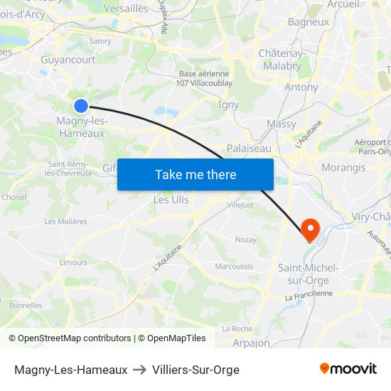 Magny-Les-Hameaux to Villiers-Sur-Orge map