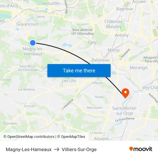 Magny-Les-Hameaux to Villiers-Sur-Orge map