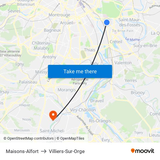 Maisons-Alfort to Villiers-Sur-Orge map