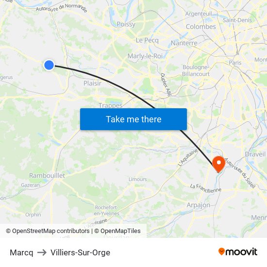 Marcq to Villiers-Sur-Orge map