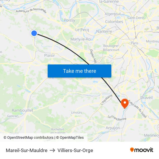 Mareil-Sur-Mauldre to Villiers-Sur-Orge map