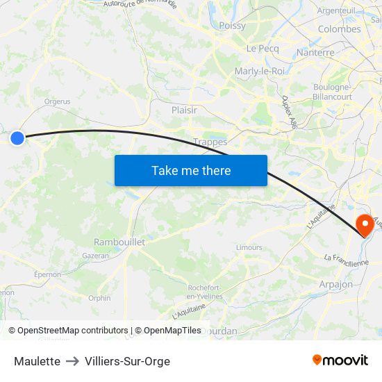 Maulette to Villiers-Sur-Orge map