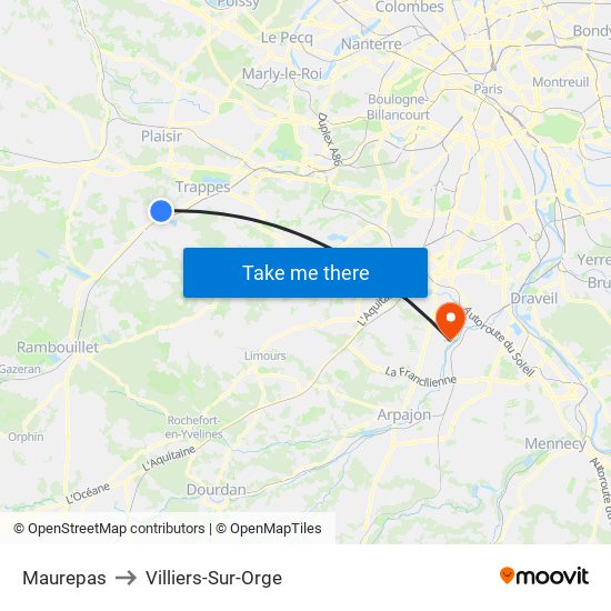Maurepas to Villiers-Sur-Orge map