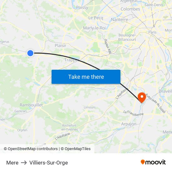 Mere to Villiers-Sur-Orge map