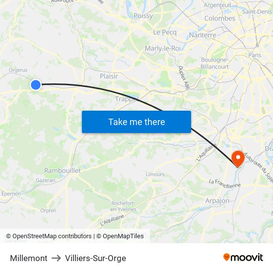 Millemont to Villiers-Sur-Orge map