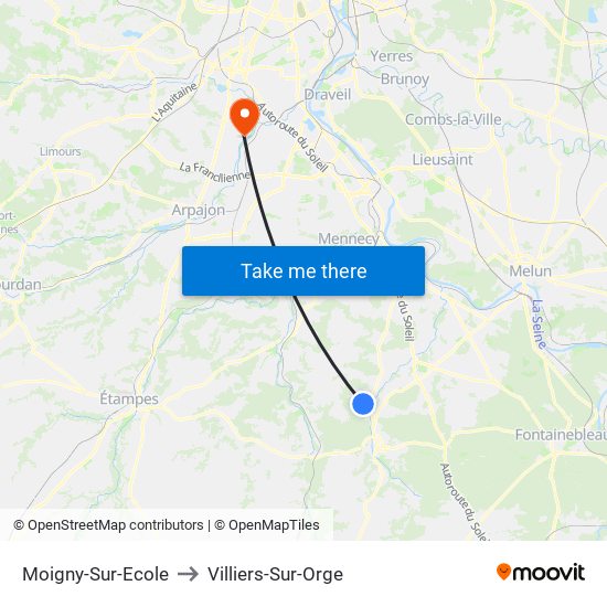 Moigny-Sur-Ecole to Villiers-Sur-Orge map