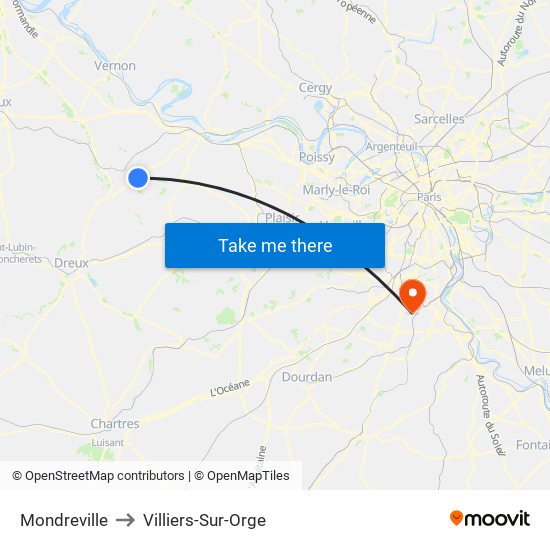 Mondreville to Villiers-Sur-Orge map