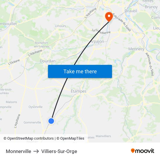 Monnerville to Villiers-Sur-Orge map