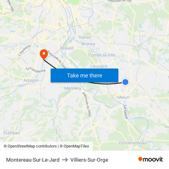 Montereau-Sur-Le-Jard to Villiers-Sur-Orge map