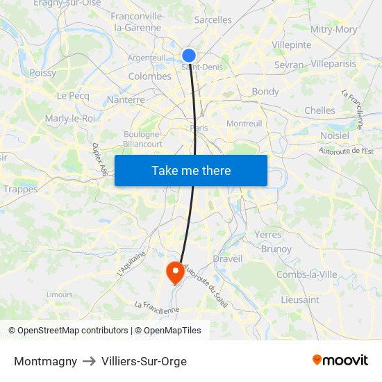 Montmagny to Villiers-Sur-Orge map