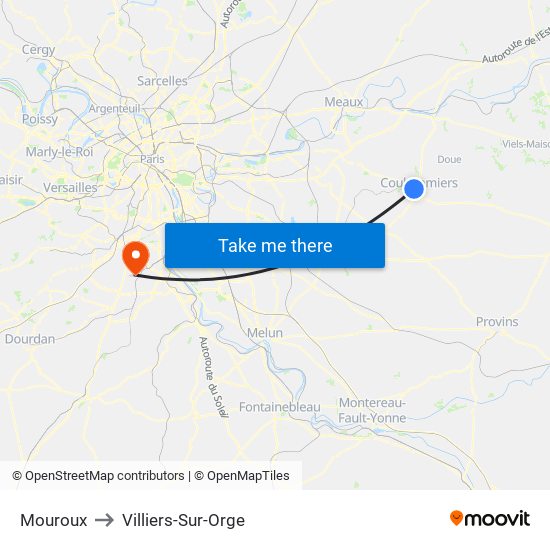 Mouroux to Villiers-Sur-Orge map