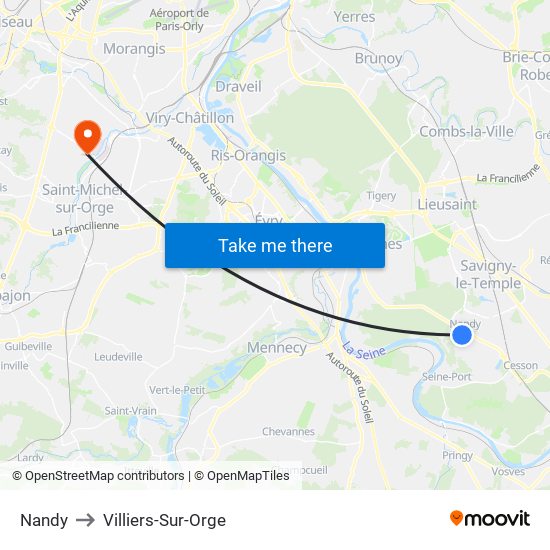 Nandy to Villiers-Sur-Orge map